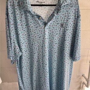 Peter Millar Blue and Multicolor Patterned Polo Shirt